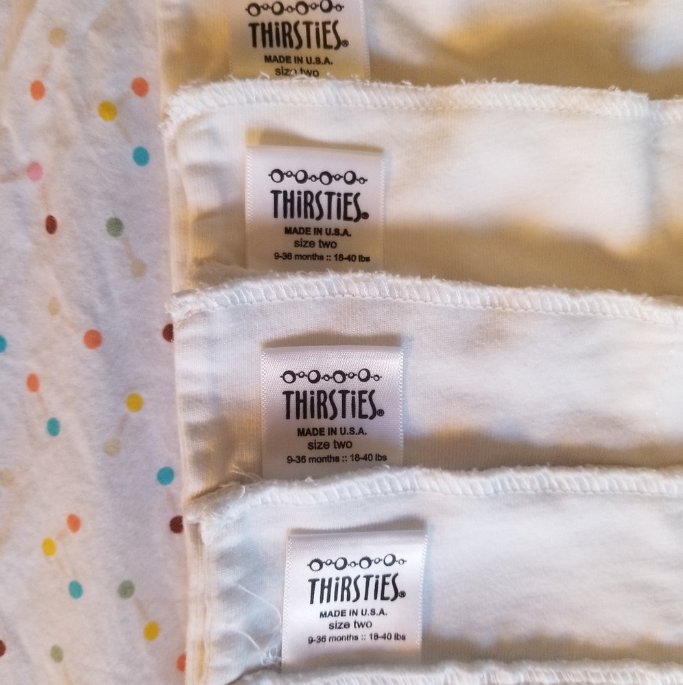 Lot of 4 Thirsties Hemp Prefold Cloth Diapers Size 2